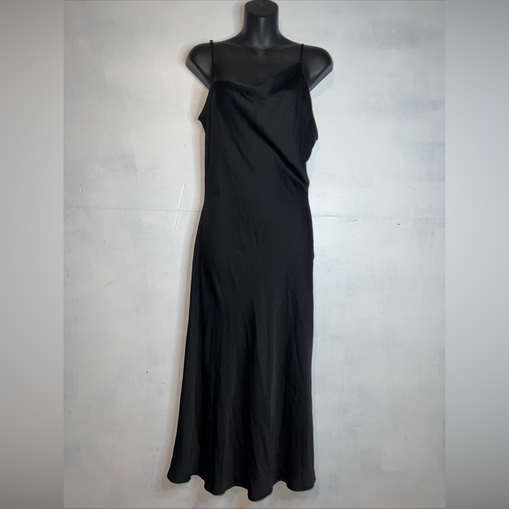NWOT! Open Edit Dress black minimalist maxi dress Size Small Asymmetrical